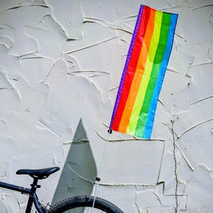 Rainbow Bike Visibility Flag: Handmade in GB.