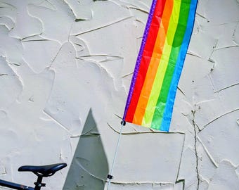 Rainbow Bike Visibility Flag: Handmade in GB.