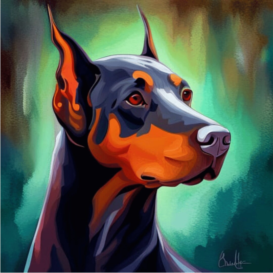 Doberman Pinscher Dog Digital Art Prints AI Generated Printable Wall ...