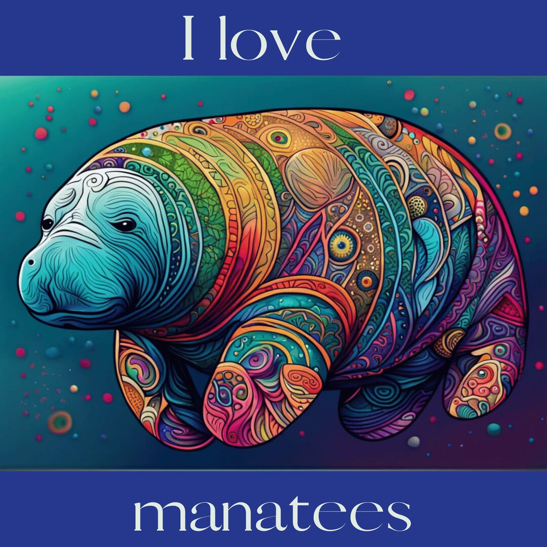 I Love Manatees Art Print AI Generated Printable Wall Art Handmade ...