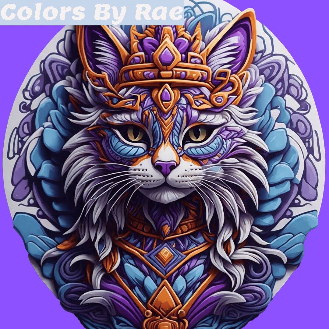 Unique Cat Medallion Design Digital Art Prints AI Generated Etsy