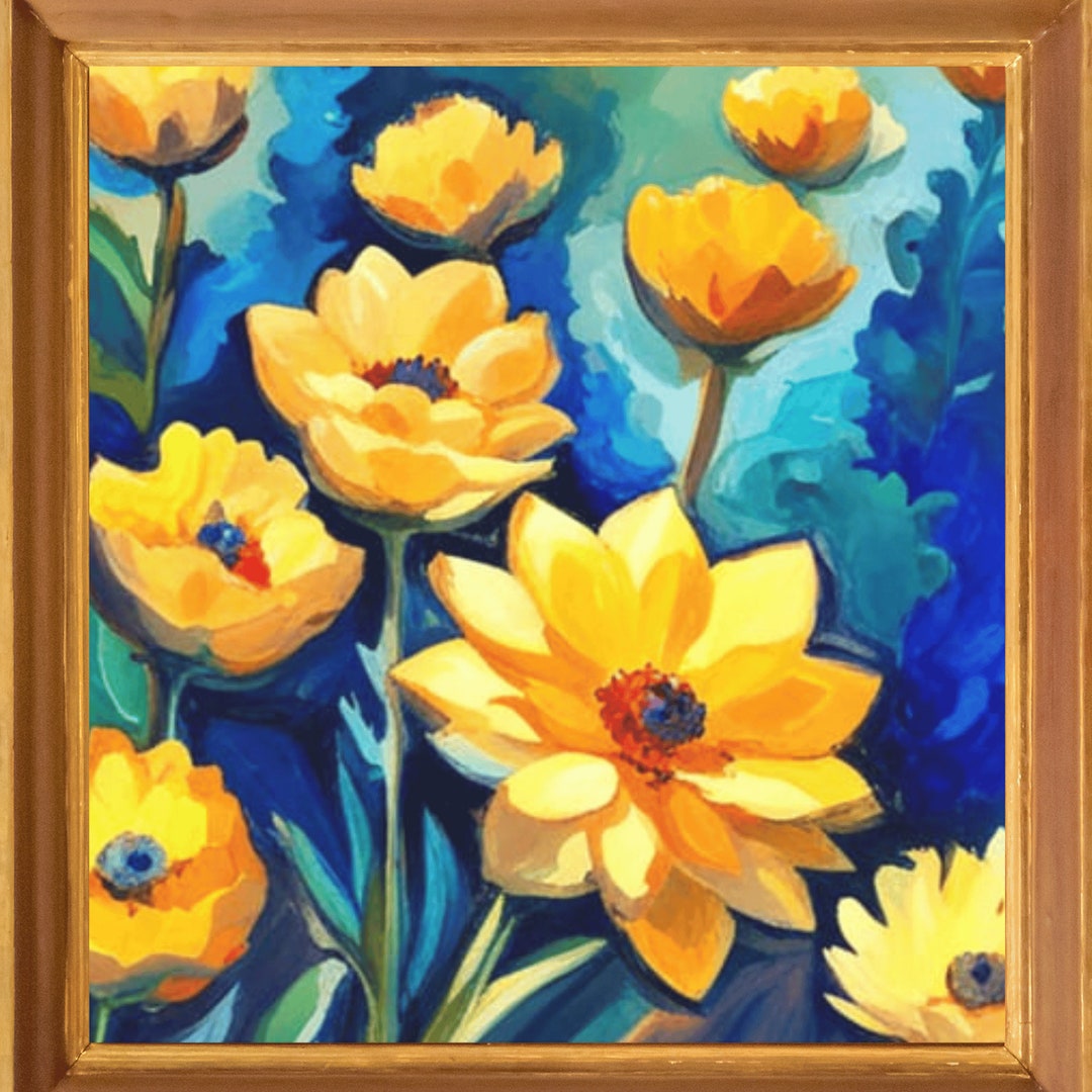 Colorful Digital Flower Art Prints AI Generated Printable Wall Art