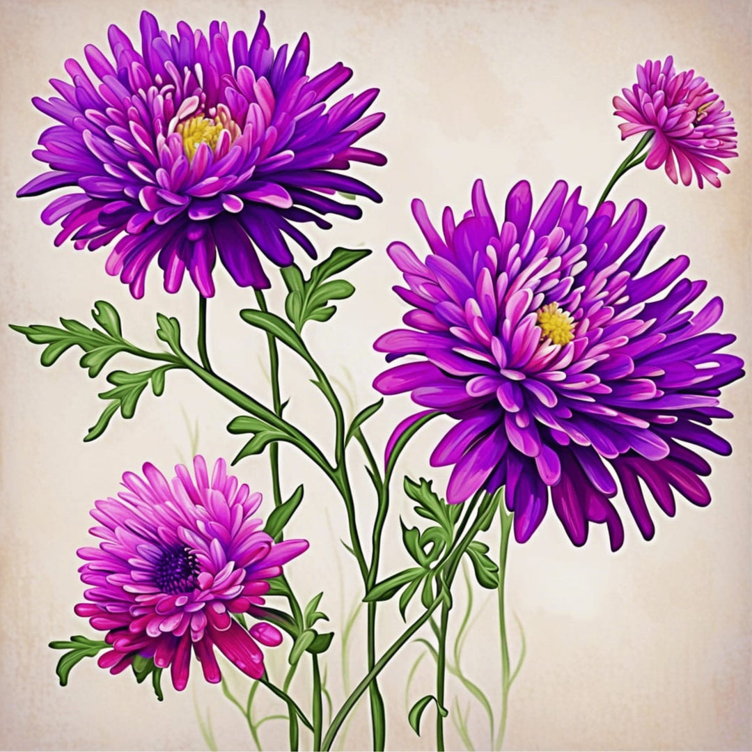 Purple Flower Digital Art Prints AI Generated Printable Wall Etsy