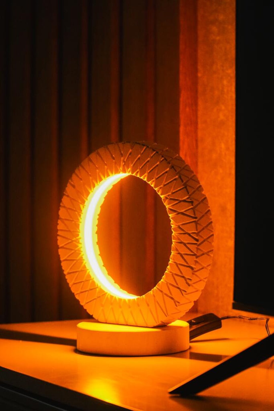 Travertine Ring Marble Lamp With LED Lighting Home Decor Etsy