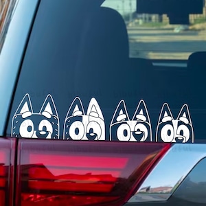 Blue Dog Family Peeker Decal
