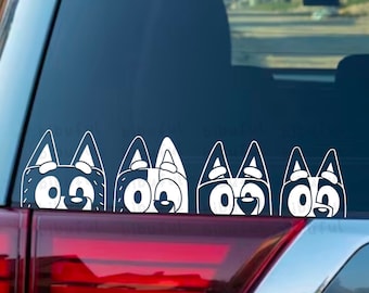 Blue Dog Family Peeker Decal