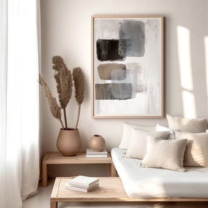 Zen Decor Tan Wall Art Relaxing Bedroom Art Watercolor Landscape Earth Tone Wall Art Bar Cart Art Japandi Wall Decor Abstract Watercolor