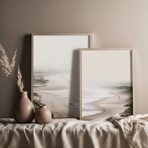 Ocean Poster Beige Wall Art Vintage Gallery Wall Set Framed Organic Wall Art Textured Art Neutral Beach Print Earth Tones Art