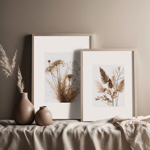Plant Art Print Earthy Wall Art Line Drawing Prints Master Bedroom Bath Beige Wall Art Bar Cart Art Plant Art Earth Tones Art Abstract Art