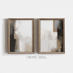 Akwarela Odcienie ziemi Zestaw artystyczny 2 sztuki Modne dekoracje ścienne Wabi Sabi Decor Czarny beżowy Galeria sztuki ściennej Zestaw artystyczny Japandi Decor