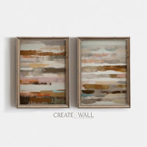 Japandi Wall Art Bold Black Beige Set of 2 Trendy Wall Decor Watercolor Painting Black Beige Wall Art Abstract Wall Art
