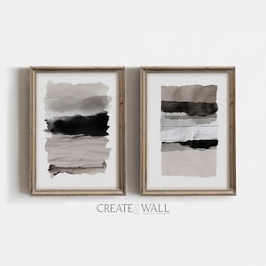 Wabi Sabi Painting Brown Abstract Art Set of 2 Trendy Wall Art Tree Stump Wall Art Brown Abstract Art Printable Neutral Gallery Wall