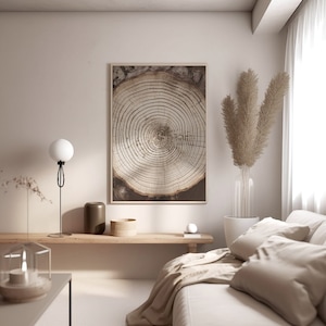Tree Ring Wall Art Beige Wall Art Wabi Sabi Wall Art Printable Wall Art Tree Stump Print Earthy Wall Art Above Bed Decor Japandi Art