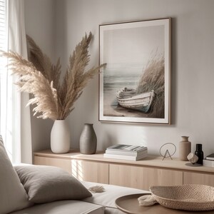 Pampas Print Odcienie ziemi Sztuka Japandi Sztuka do druku Odcienie ziemi Wall Art Painting na płótnie Relaksująca sztuka ścienna Ziemska Wall Art