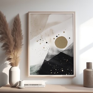 Wabi Sabi Decor Earth Tone Art Above Couch Art Watercolor Painting Black Beige Wall Art Bar Cart Art Wabi Sabi Print Watercolor Print Set