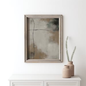 Japandi Dekoracje ścienne Odcienie ziemi Plakat artystyczny Akwarela Krajobraz Odważny czarny beż Nad kanapą Sztuka Wabi Sabi Malarstwo Zestaw akwareli