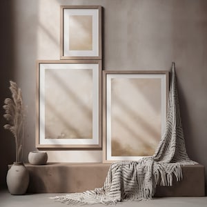 Nordic Art Print Brown Abstract Art Set of Three Framed Wall Art Abstract Watercolor Brown Abstract Art Abstract Painting Japanese Wall Art