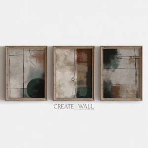 Nordic Art Print Earth Tone Decor Set of Three Bar Cart Art Watercolor Set Earth Tone Wall Art Trendy Wall Art Wabi Sabi