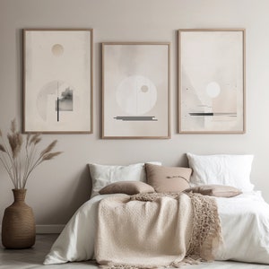 Mid Century Art Earth Tone Decor Vintage Gallery Wall Set Framed Colorful Wall Art Fine Line Prints Black Beige Wall Art Painting On Canvas