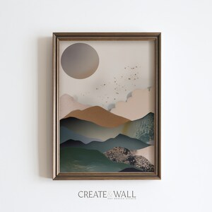 Mountain Painting Tan Wall Art Japandi Decor Succulent Wall Art Mountain Art Bold Black Beige Oversized Wall Art Japandi Art Nature