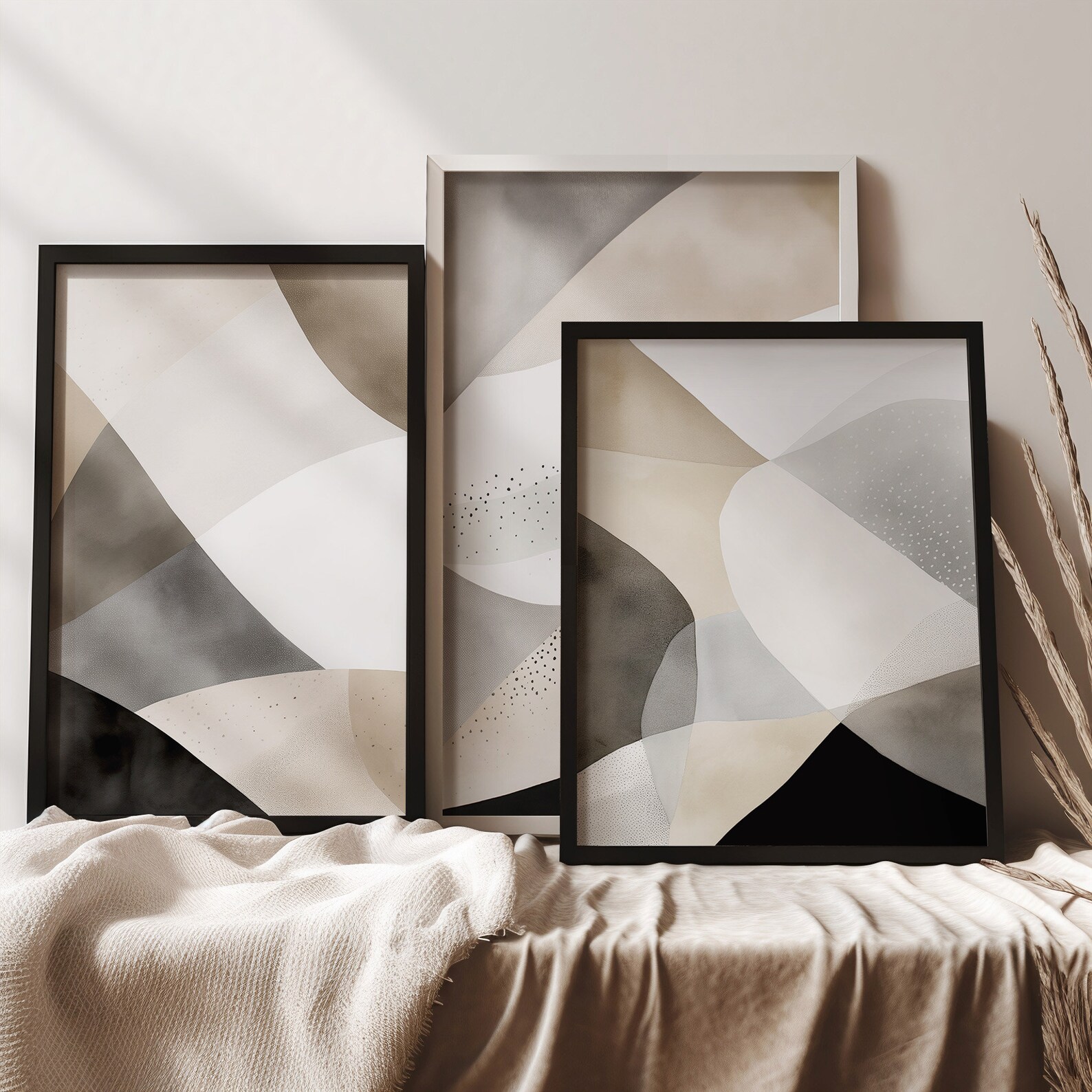 Wabi Sabi Wall Art Beige Wall Art Set of Three Printable Watercolor Set ...