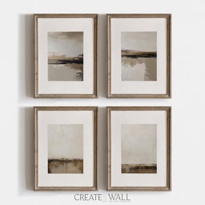 Japandi Print Black Beige Wall Art 4 Piece Trendy Wall Decor Watercolor Print Tan Wall Art Wall Prints Trendy Nordic Art Print