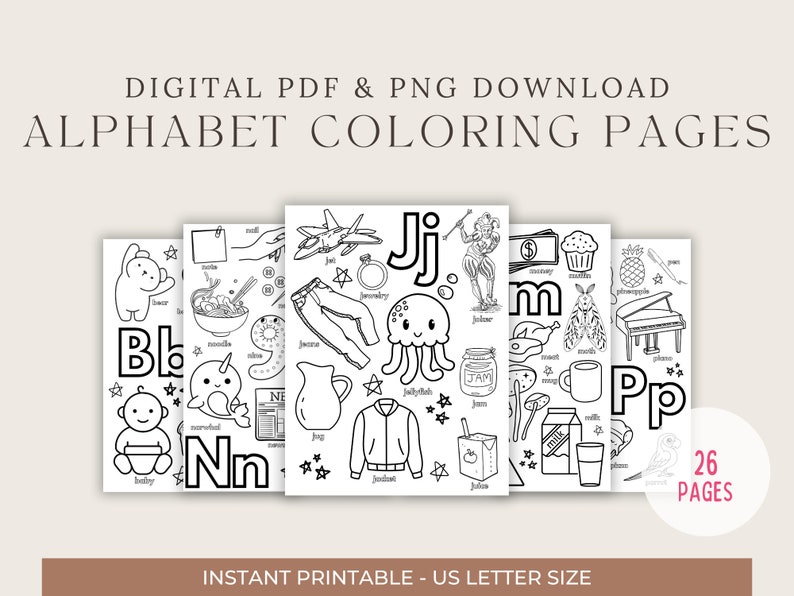 Printable Alphabet Coloring Pages Usletter Size, Simple&easy for ...