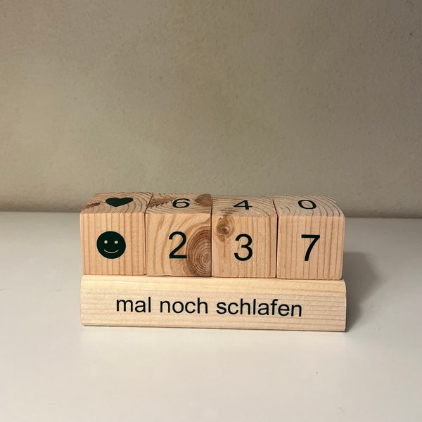 Countdown HOLZ | Schlafen Bis | Geschenk | Würfel Holz | Geburt | Urlaub | Verlobung | Hochzeit | Geburtstagscountdown | Konfirmation | Deko