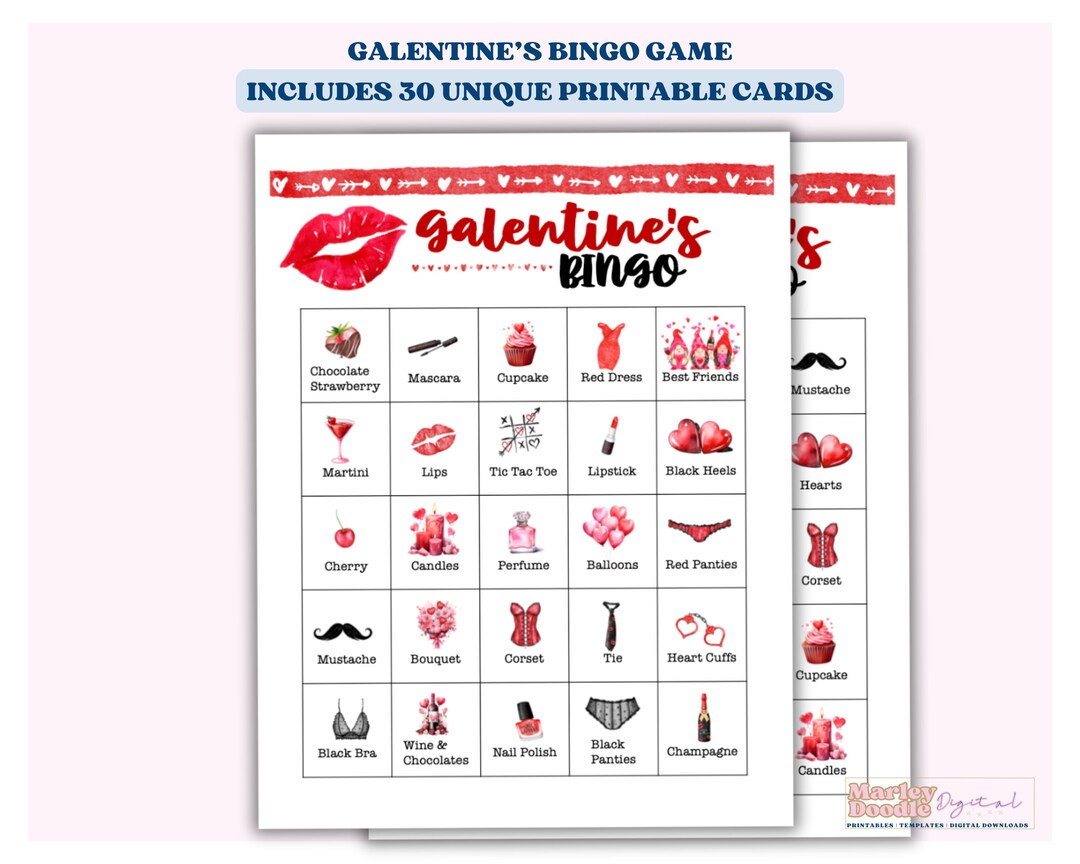 Galentines Bingo Game With 30 Unique Printable Bingo Cards, Galentines ...
