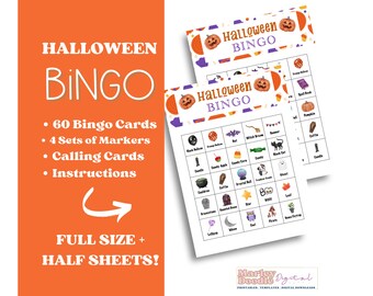 Halloween Bingo Game: 60 Unique Cards, Printable Party Activity (Digital Download)