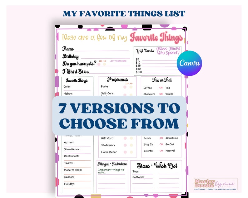 Employee My Favorites List: Wishlist and Appreciation Survey (canva ...