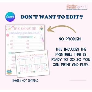 Showing both the full sheet birthday party game and half sheet.