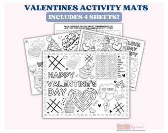 Printable Valentine's Day Activity Placemats for Kids (Digital Download)