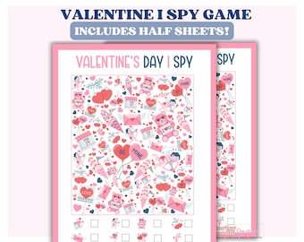 Printable Valentines Day I Spy Game, Classroom Valentine Activity, Preschool Counting Game