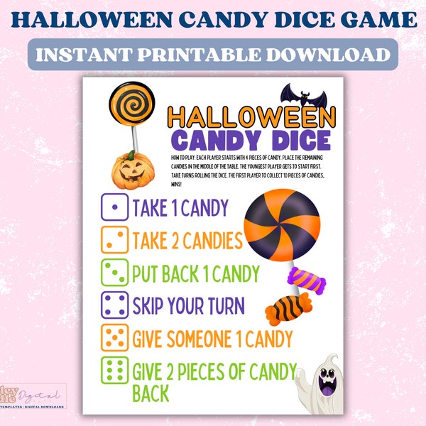 Halloween Candy Dice Game Printable