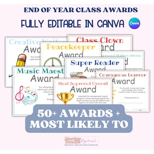 Editable Class Awards: End of Year Superlatives (Digital Download)