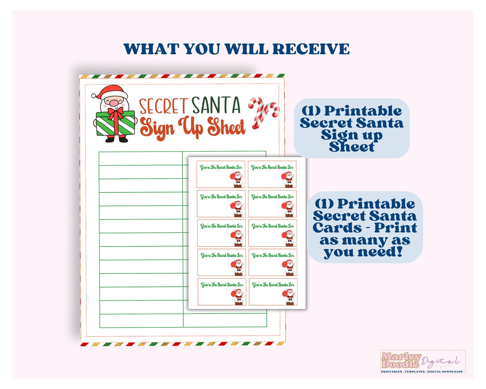 Secret Santa Sign up Sheet Printable, Work Secret Santa, Christmas ...