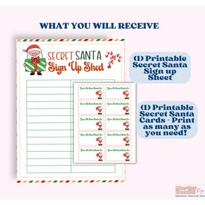 Secret Santa Sign up Sheet Printable, Work Secret Santa, Christmas ...