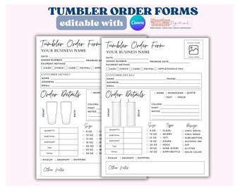 Editable Tumbler Order Form Template: Canva Craft Form (Digital Download)