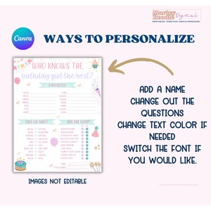 Ways to personalize the birthday party game.