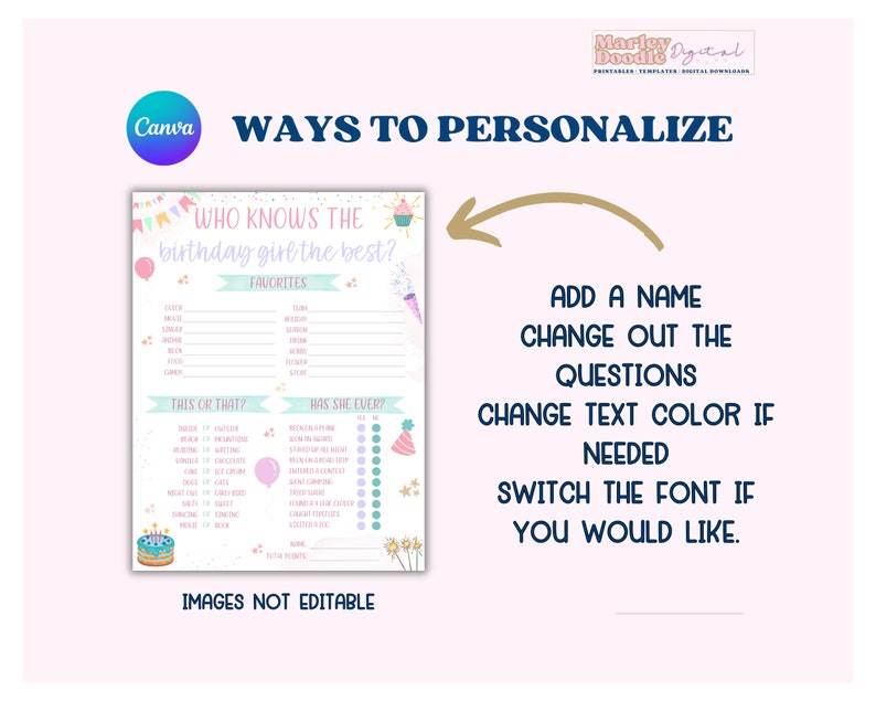 Ways to personalize the birthday party game.