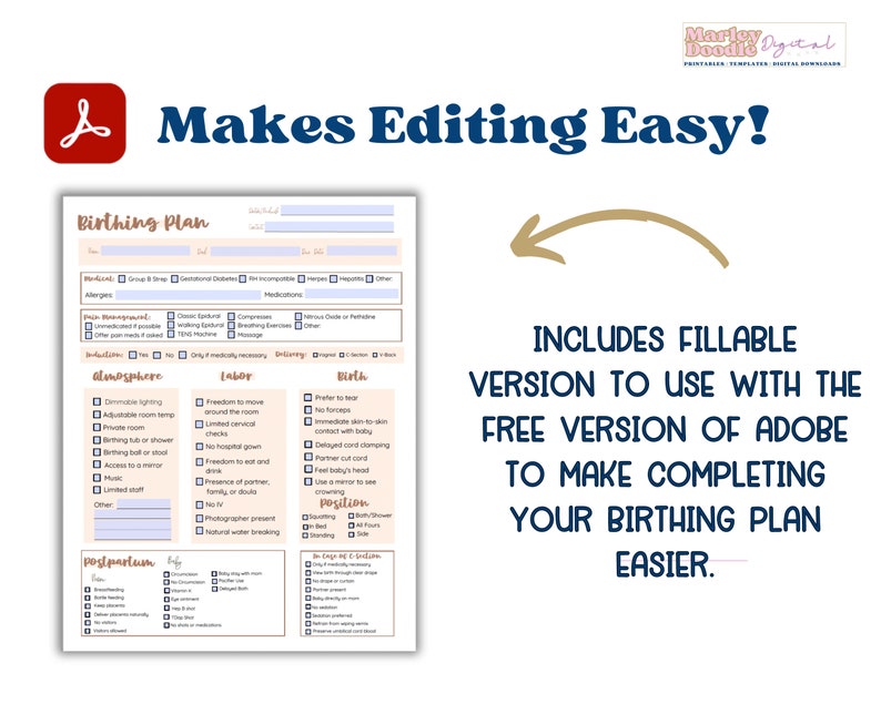 Making Birth Plan Editable Birth Plan Template Bundle: Canva & Fillable (digital Download ...