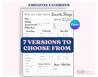 Editable Employee Favorites Survey: Team Building Questionnaire (Canva Template)