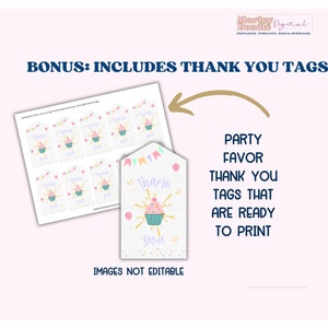 Cupcake printable thank you tags for party favors.