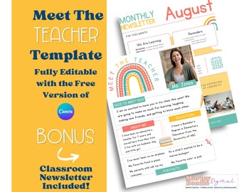 Modello "Incontra l'insegnante" di Rainbow: Newsletter per il ritorno a scuola (Canva)