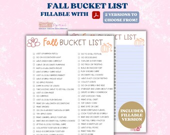 Fall Bucket List for Kids: Autumn Activities Checklist (Fillable PDF)