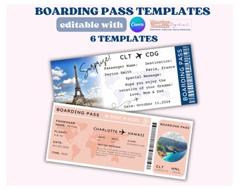 Editable Surprise Trip Boarding Pass Template (Canva, Digital Download)
