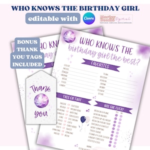 Who Knows the Birthday Girl The Best, Birthday Party Games, Purple  Disco Theme Party, Birthday Girl Quiz, Editable How Well Do You Know