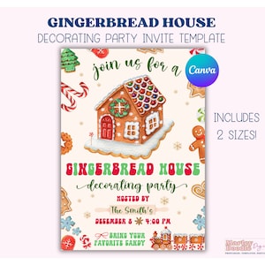 Retro Gingerbread House Decorating Party Invitation