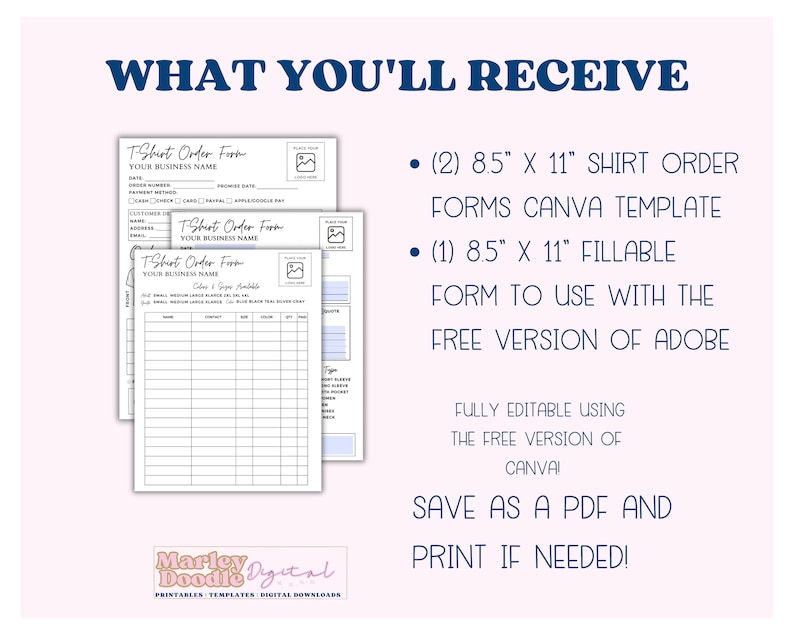 Three shirt form templates that are editable.